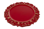 Vassoio rotondo barocco in melamina rosso ed oro | rohome