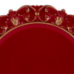 Vassoio rotondo barocco in melamina rosso ed oro | rohome