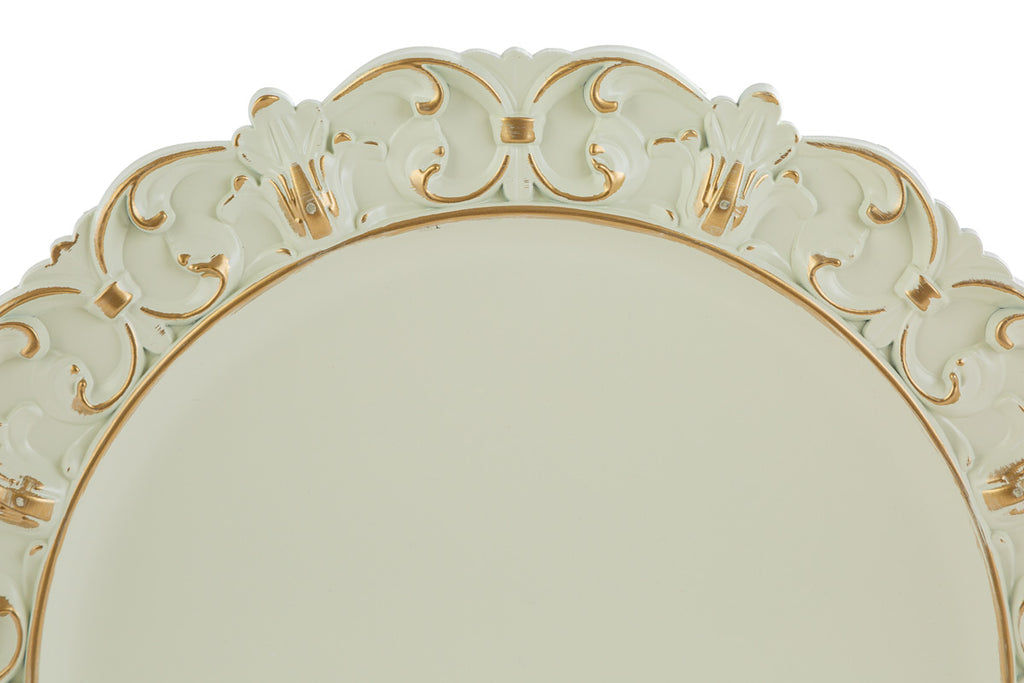 Vassoio rotondo barocco in melamina bianco ed oro | rohome