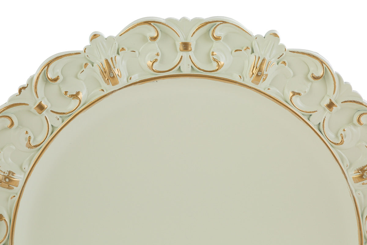 Vassoio rotondo barocco in melamina bianco ed oro | rohome