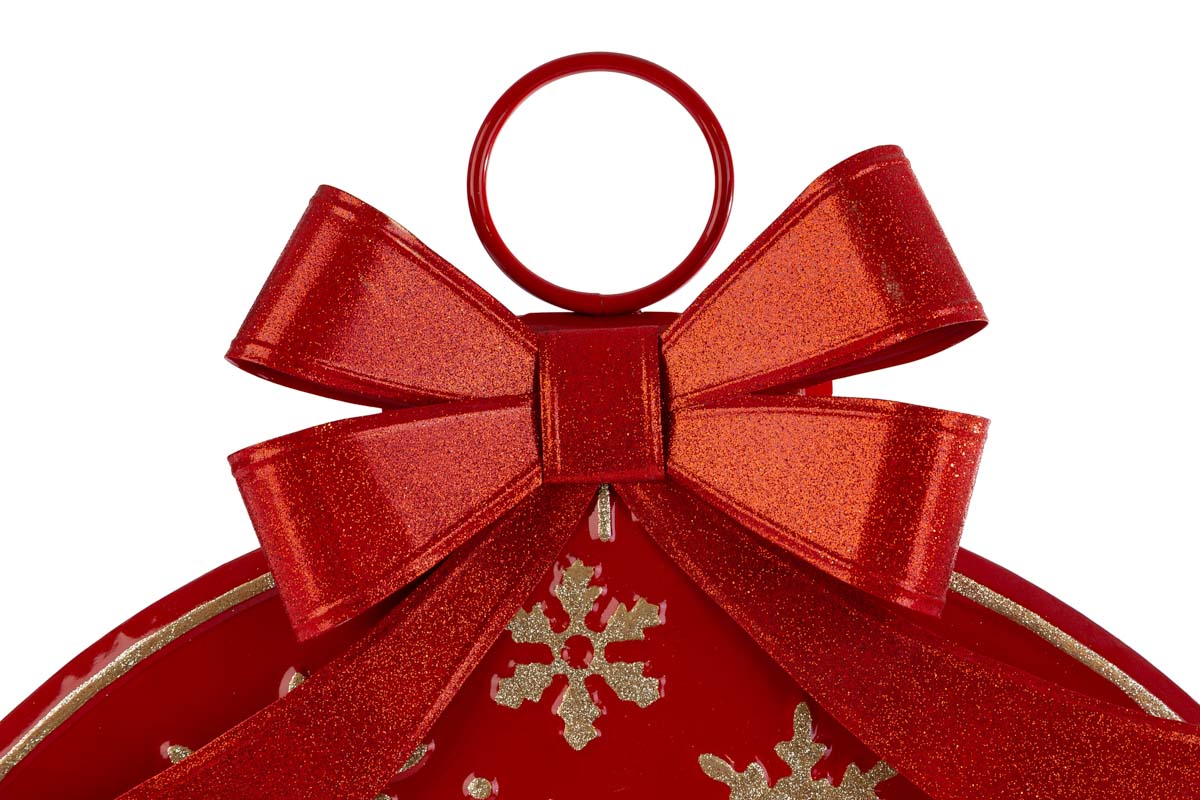 Decorazione Palla con scritta in metallo Merry Christmas rosso | Rohome