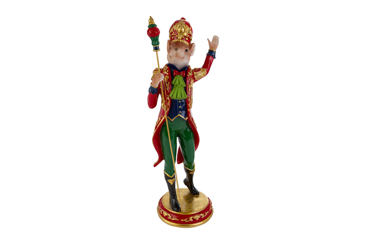 Statua Topo Natalizio in Resina con Scettro h.43,5cm | Rohome