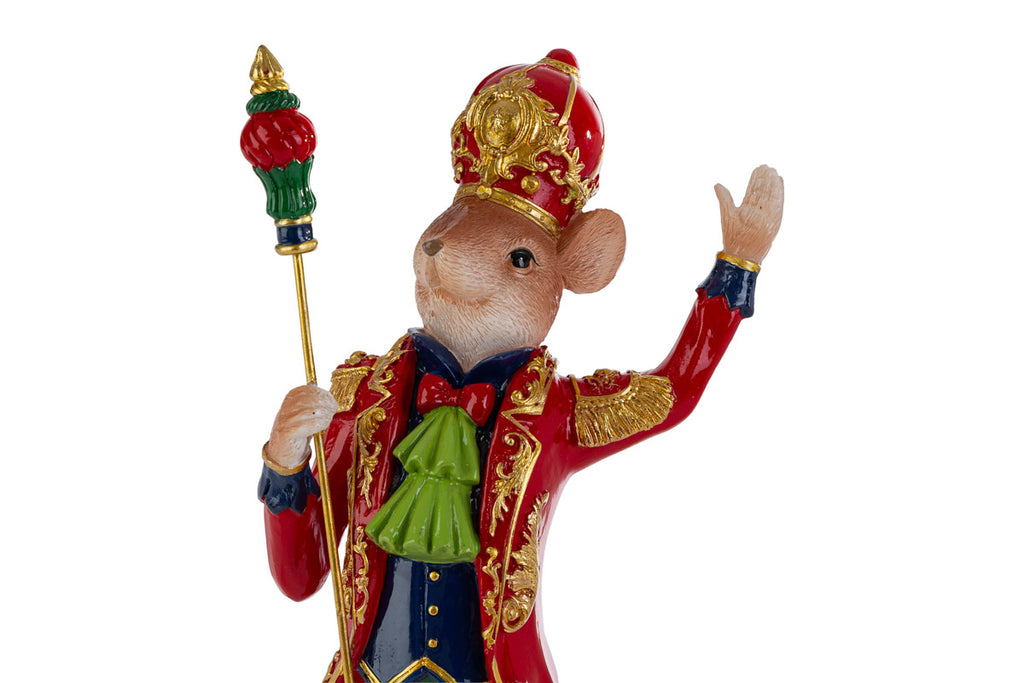 Statua Topo Natalizio in Resina con Scettro h.43,5cm | Rohome