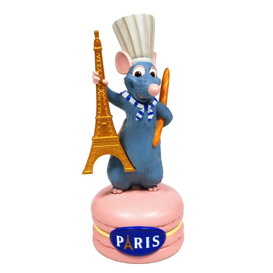 Figura remy con baguette e macaron rosa | Rohome