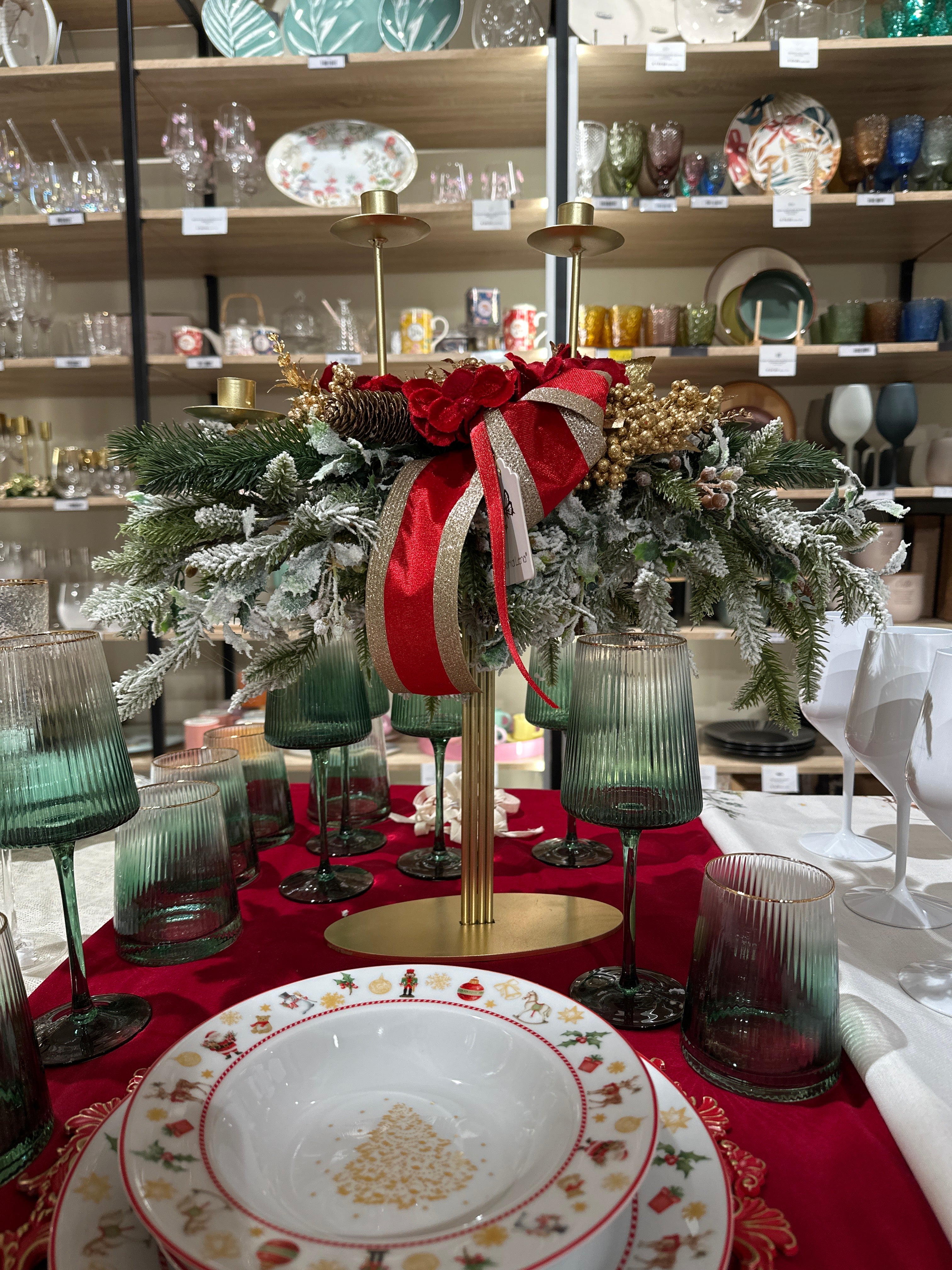 Fiori di Lena - Candeliere 4 fiamme natalizio rosso h50cm | Rohome