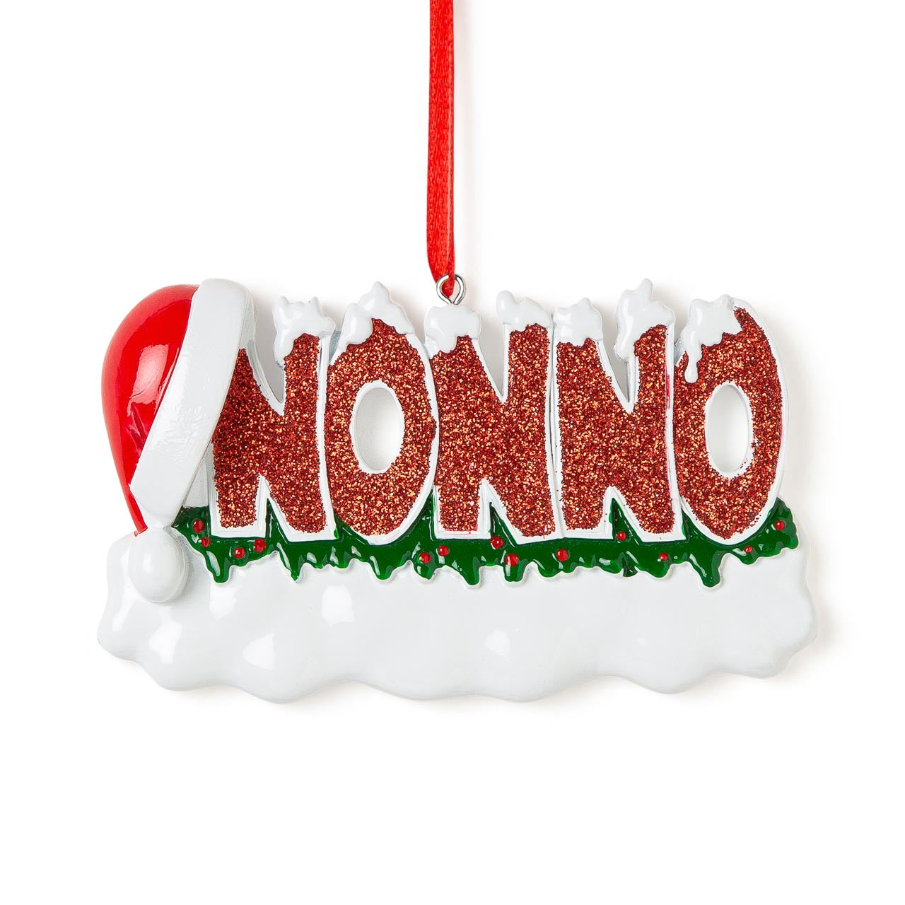 Decorazione Natalizia “NONNO'” con Glitter e Cappello di Babbo Natale| Rohome