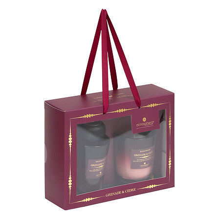 Confezione regalo profumo ambiente e candela melograno e cedro | Rohome