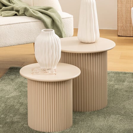 Tavolino in legno colore beige rigato | Rohome
