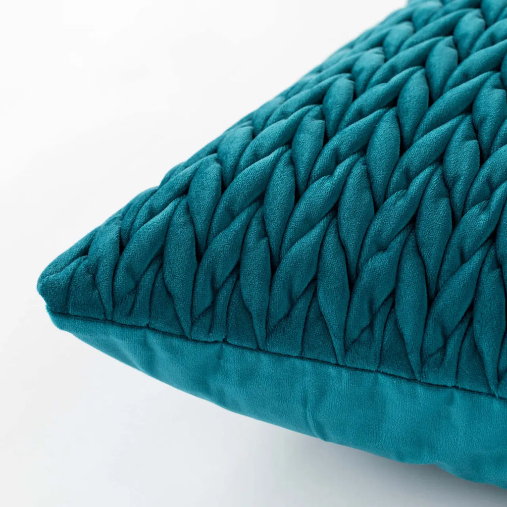 Cuscino arredo in velluto intreccio ottanio | Rohome