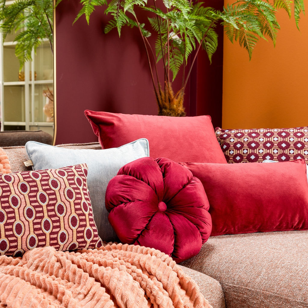 Cuscino arredo in velluto 30x50cm Merlot Rosso | Rohome