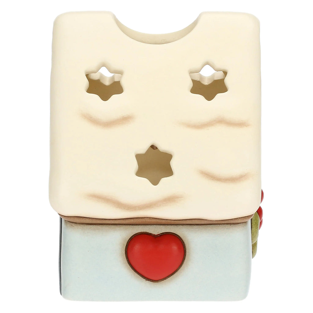 Thun - Porta tea-light casetta con vischio in ceramica Inverno Incantato | rohom