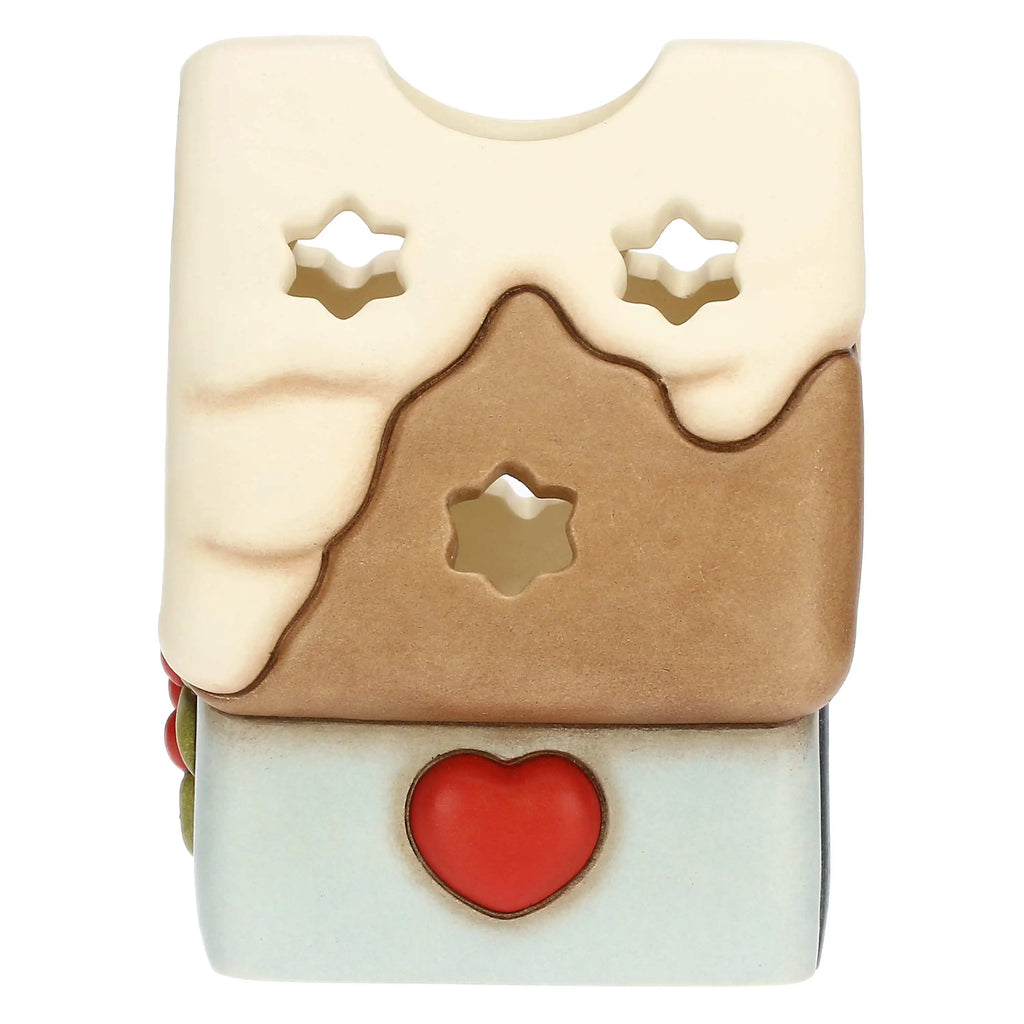 Thun - Porta tea-light casetta con vischio in ceramica Inverno Incantato | rohom