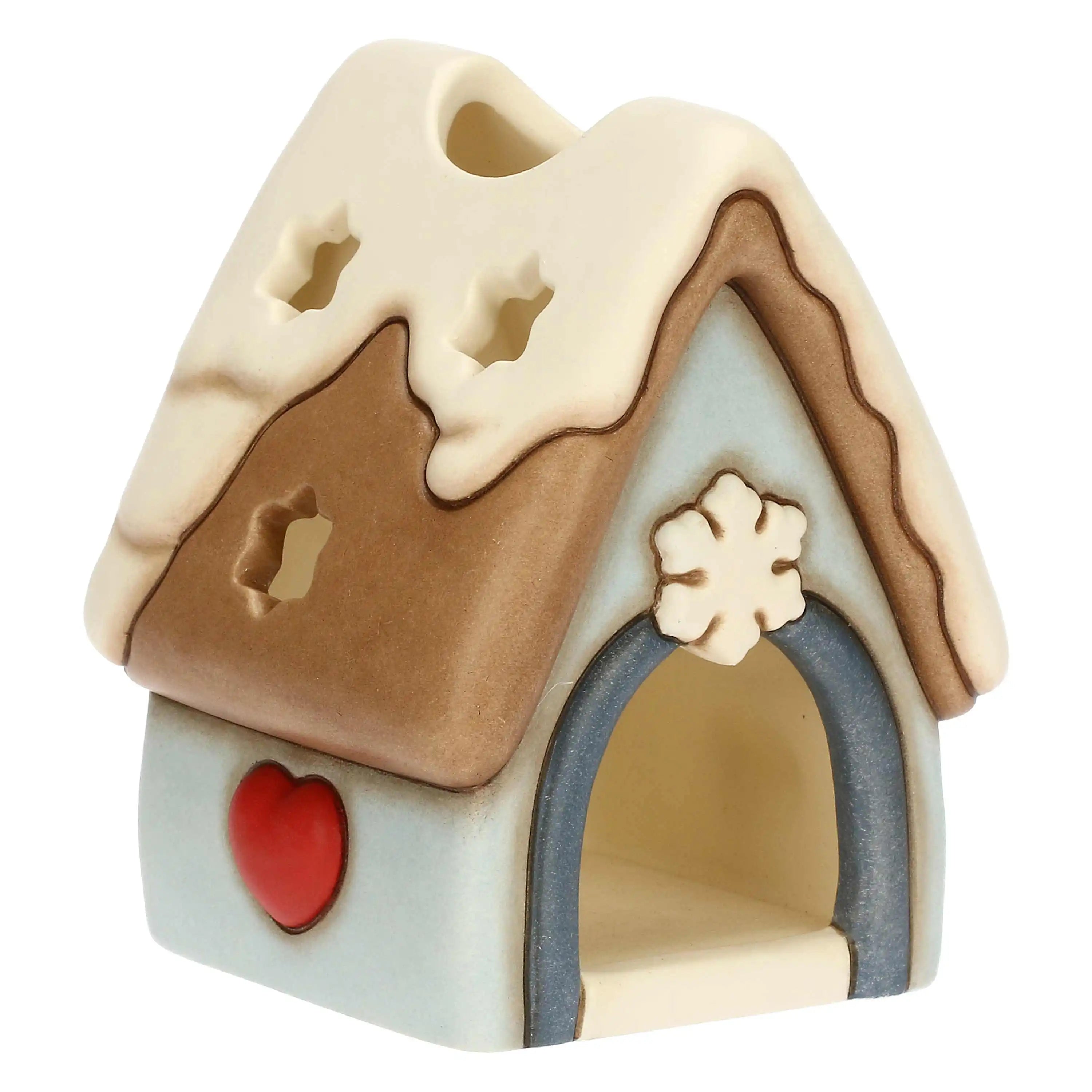 Thun - Porta tea-light casetta con vischio in ceramica Inverno Incantato | rohom