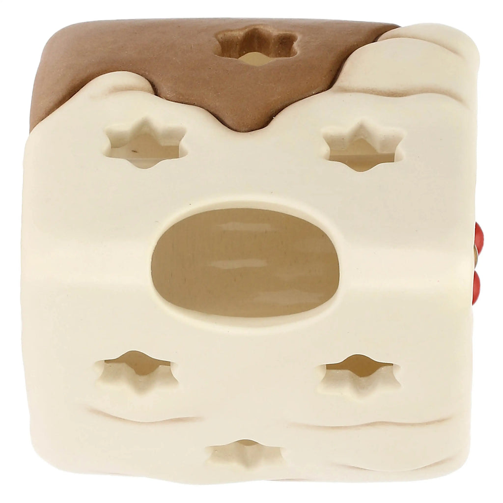 Thun - Porta tea-light casetta con vischio in ceramica Inverno Incantato | rohom