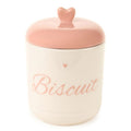 Barattolo biscotti bianco con tappo rosa cuore  | rohome