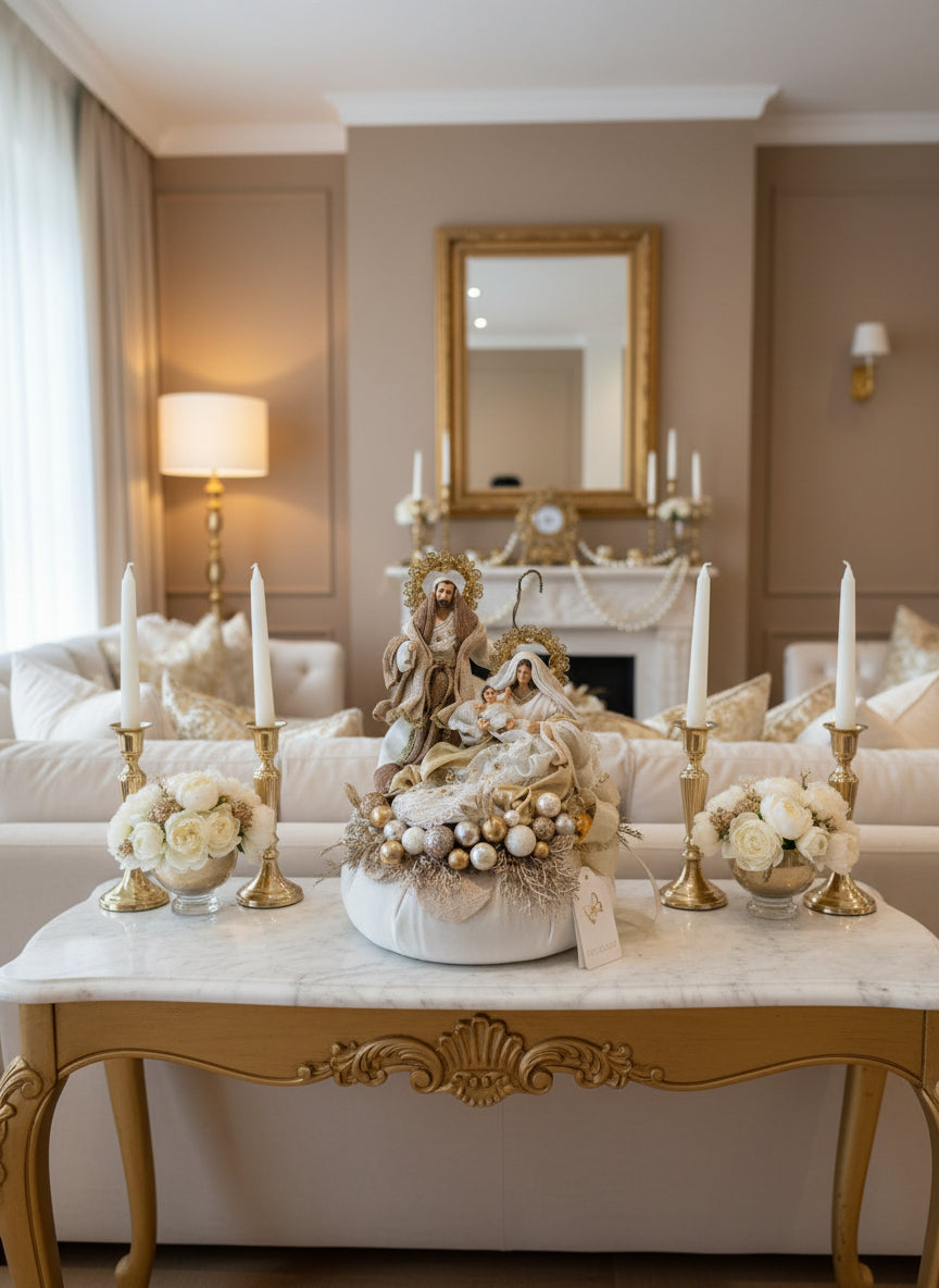 Fiori di Lena - Natività con base in velluto beige | Rohome