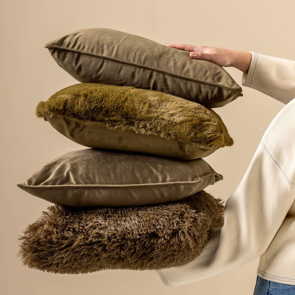 Cuscino arredo in velluto 45x45cm Verde militare | Rohome