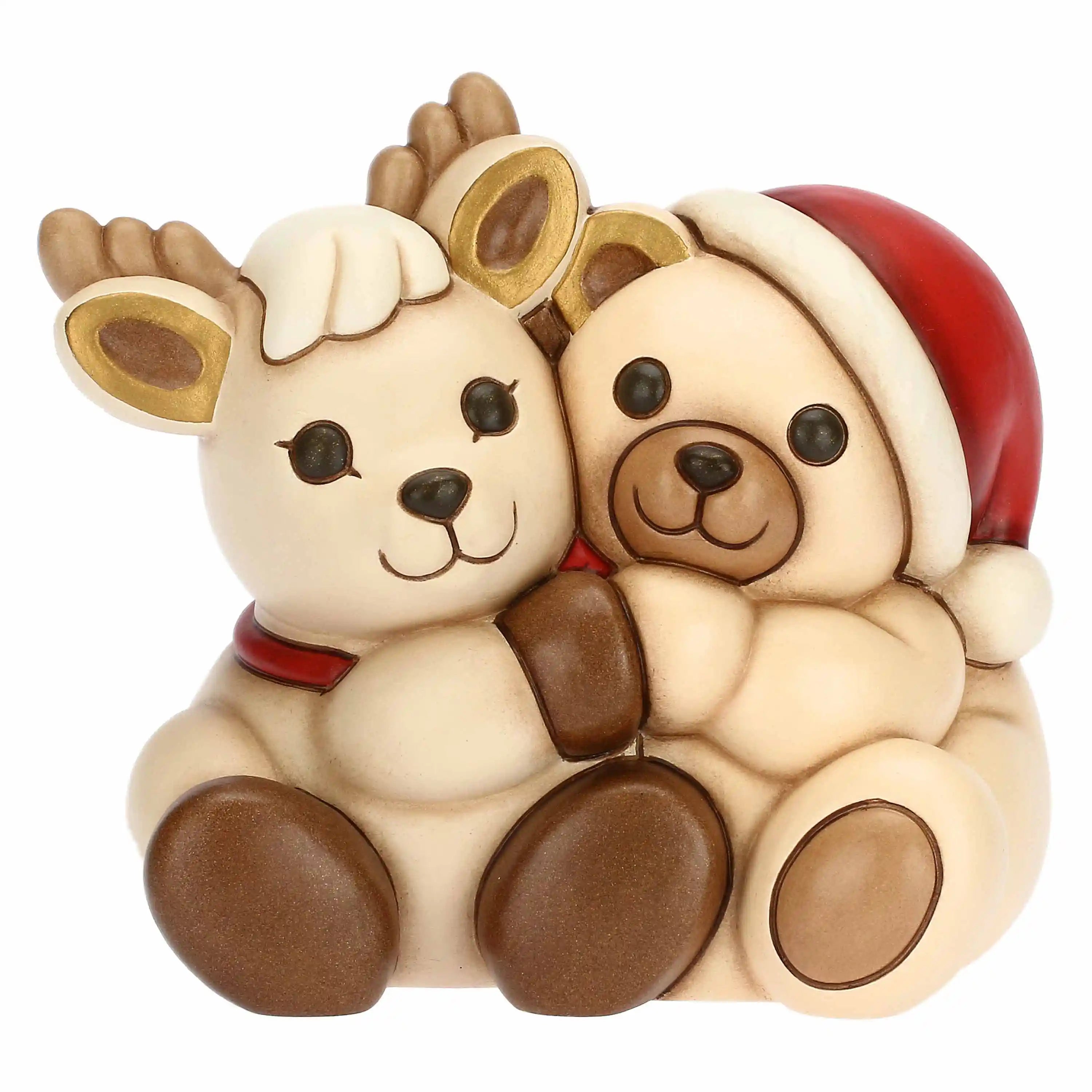 Thun - Coppia Teddy e Renna Robin abbracciati in ceramica | Rohome
