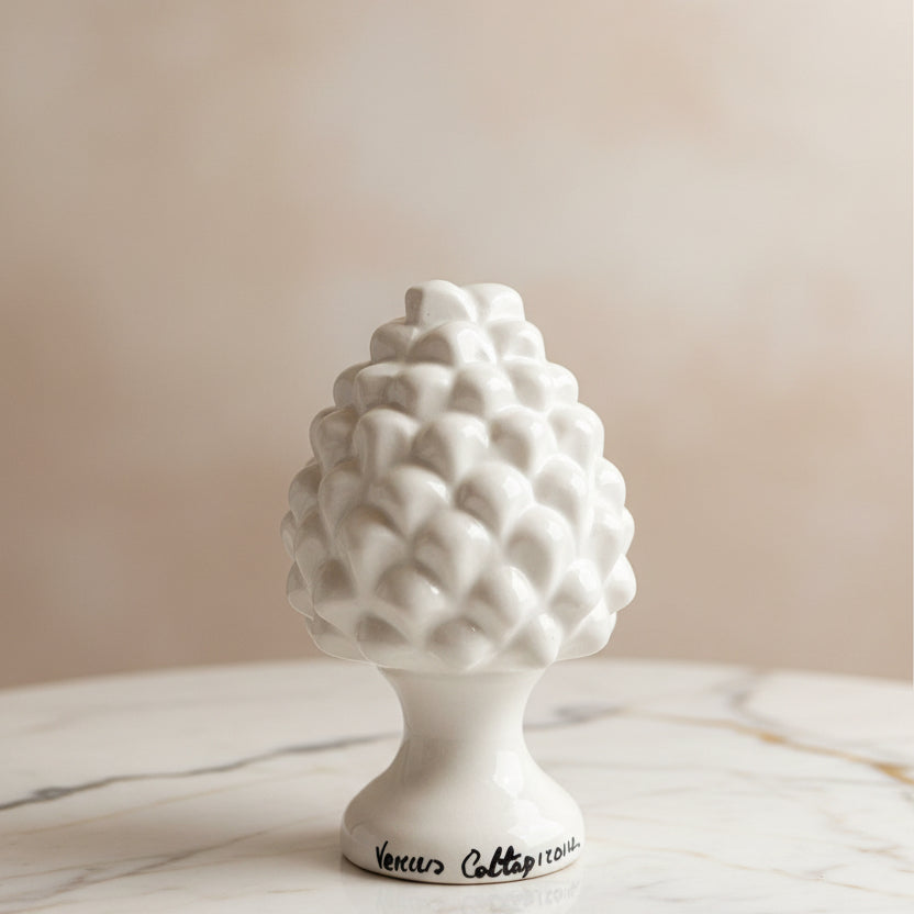 Pigna artigianale Verus Bianco lucido h 11cm | Rohome