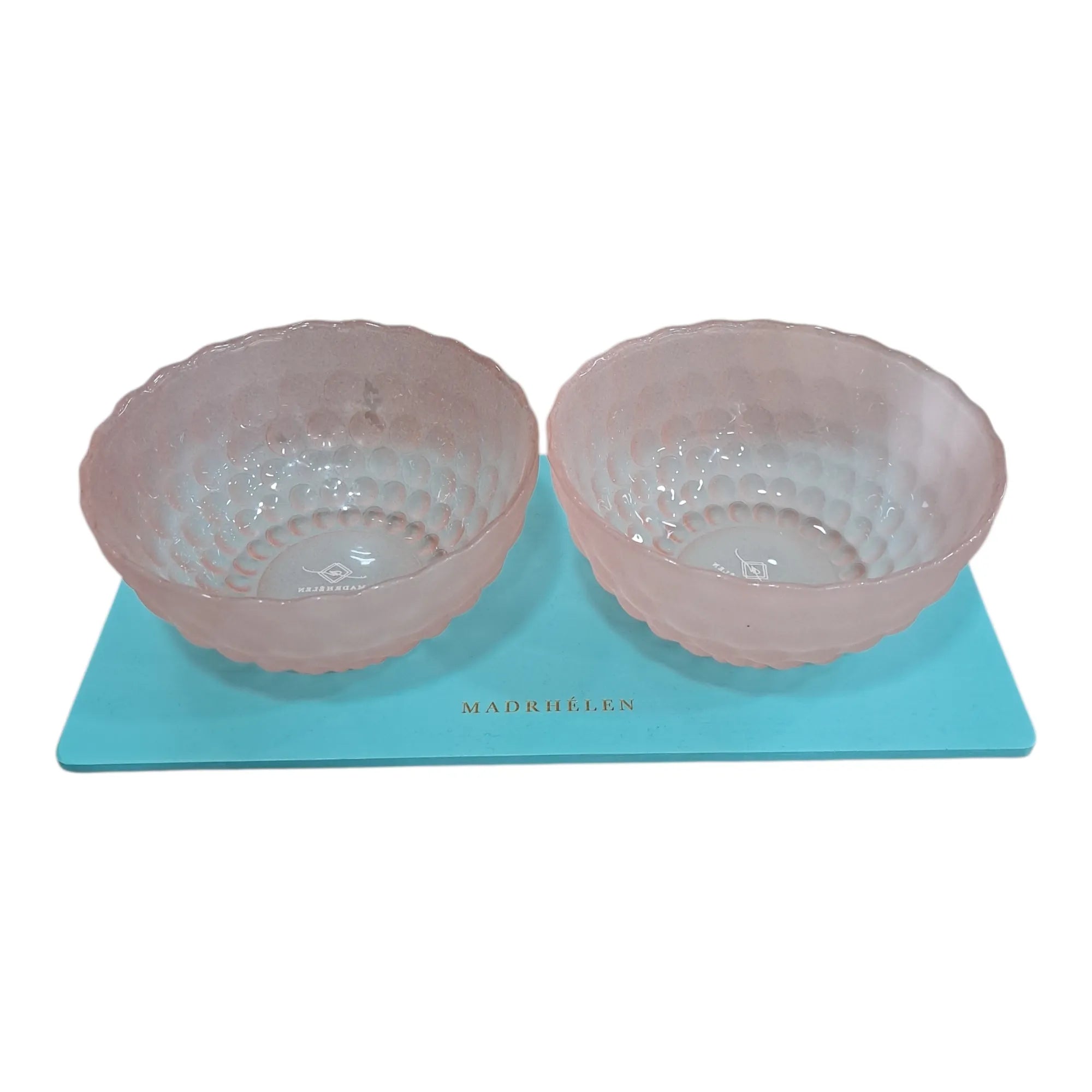 Antipastiera con 2 ciotoline in vetro bubble rosa e verde| Rohome