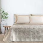 Trapuntino matrimoniale Kara beige stampa oro | Rohome