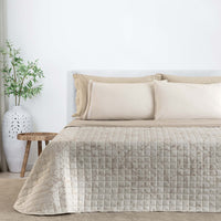 Trapuntino matrimoniale Kara beige stampa oro | Rohome