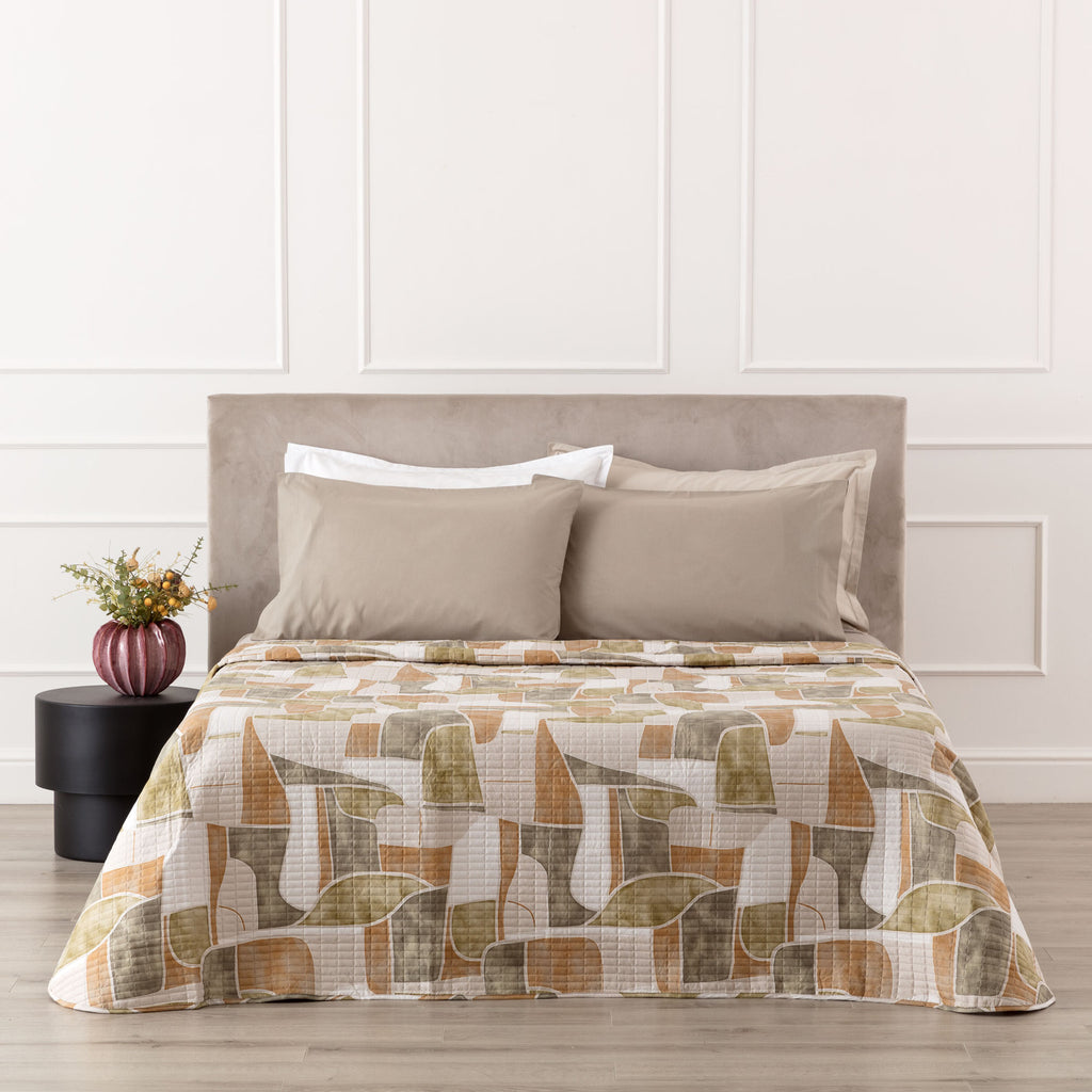 Trapuntino matrimoniale Teren beige - verde| Rohome