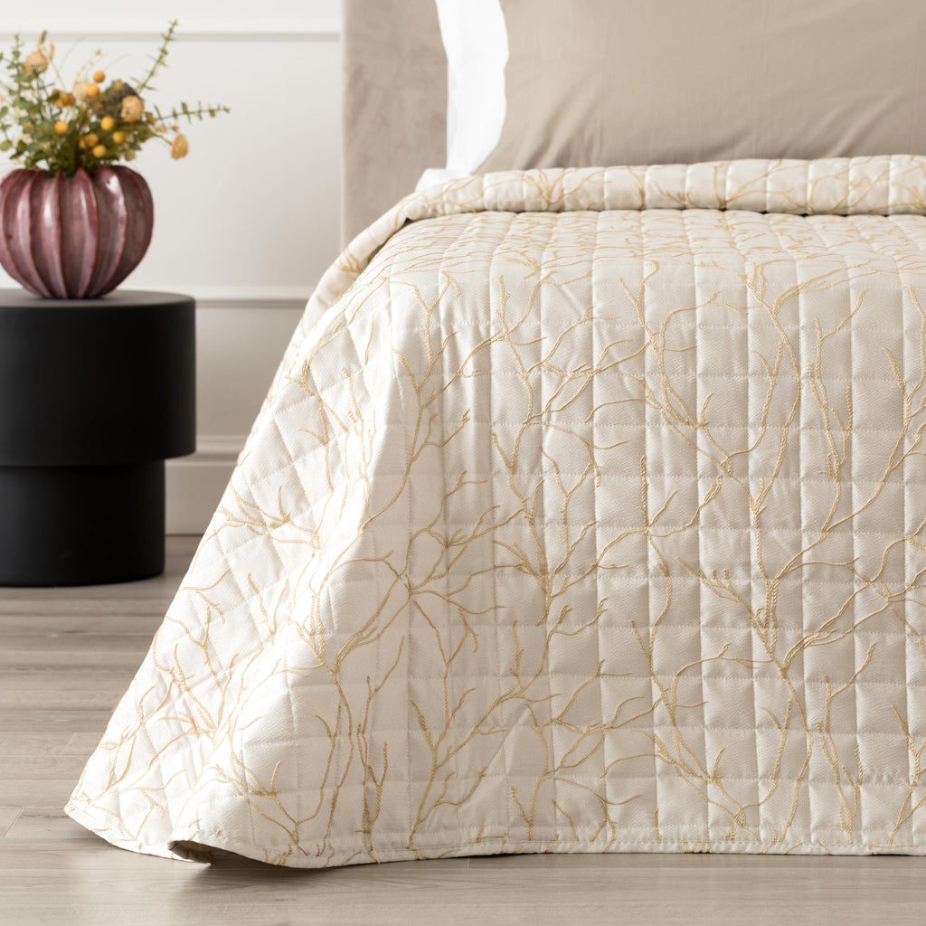 Trapuntino Coralline Jacquard matrimoniale panna | Rohome