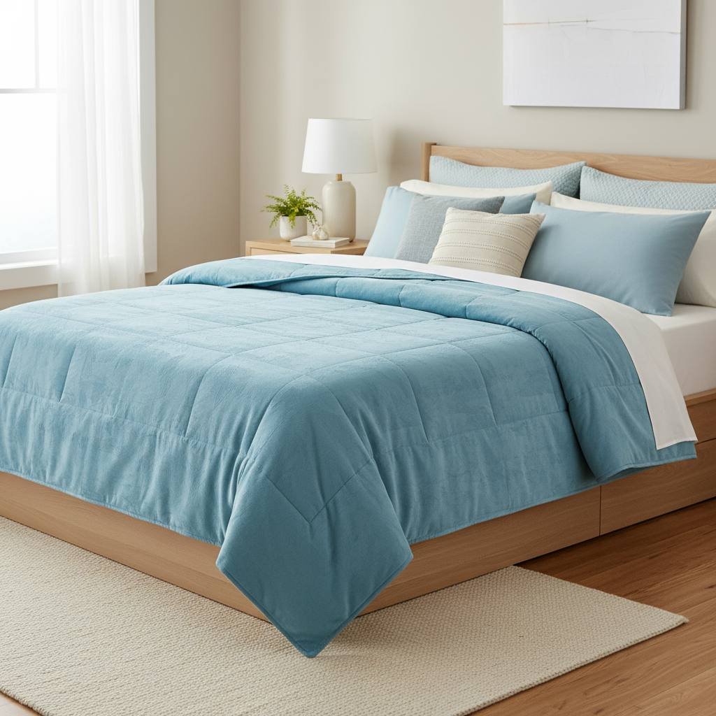 Trapunta Matrimoniale azzurro vellutato – Collezione Rohome | Rohome