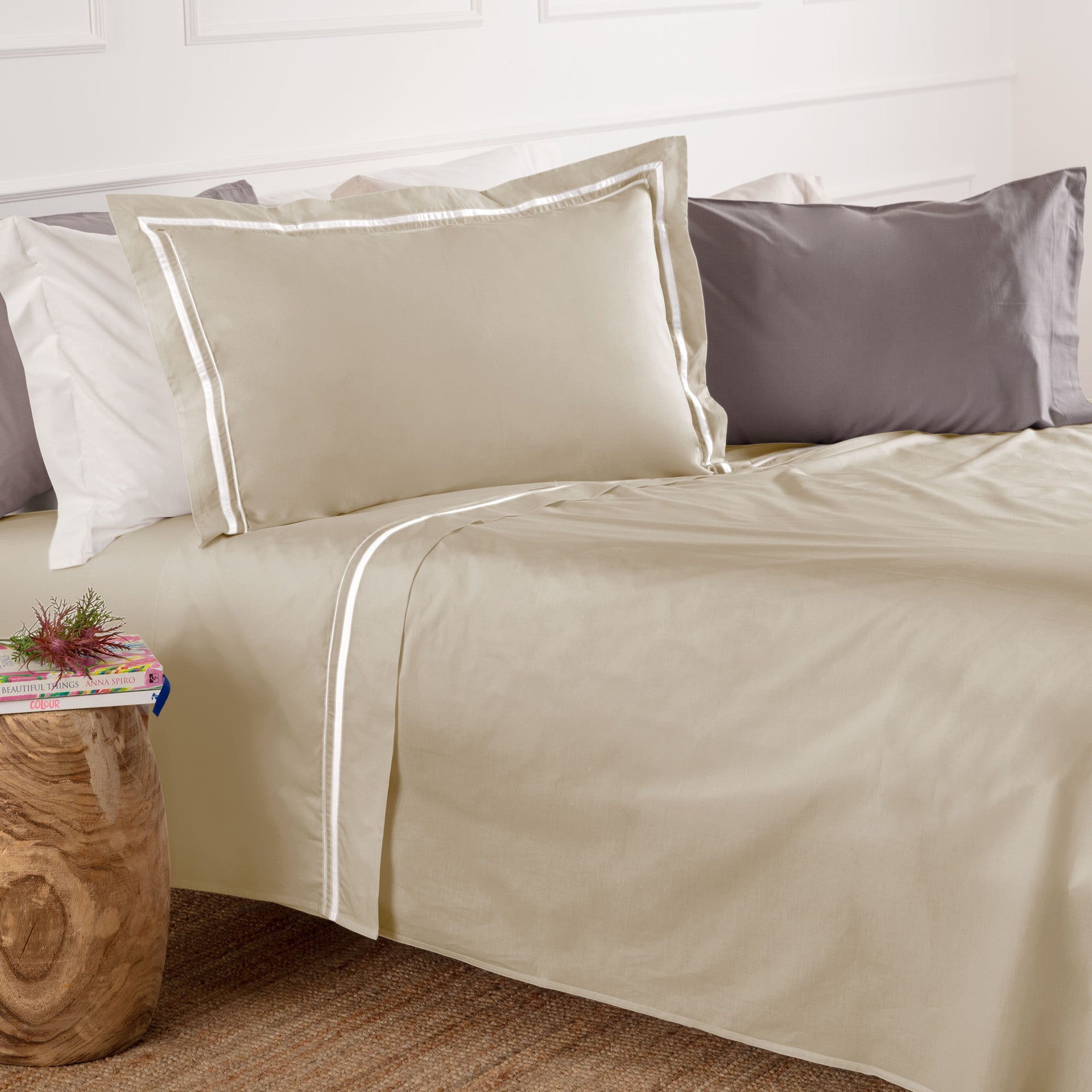 Completo letto in cotone Percalle Mirage tortora | Rohome