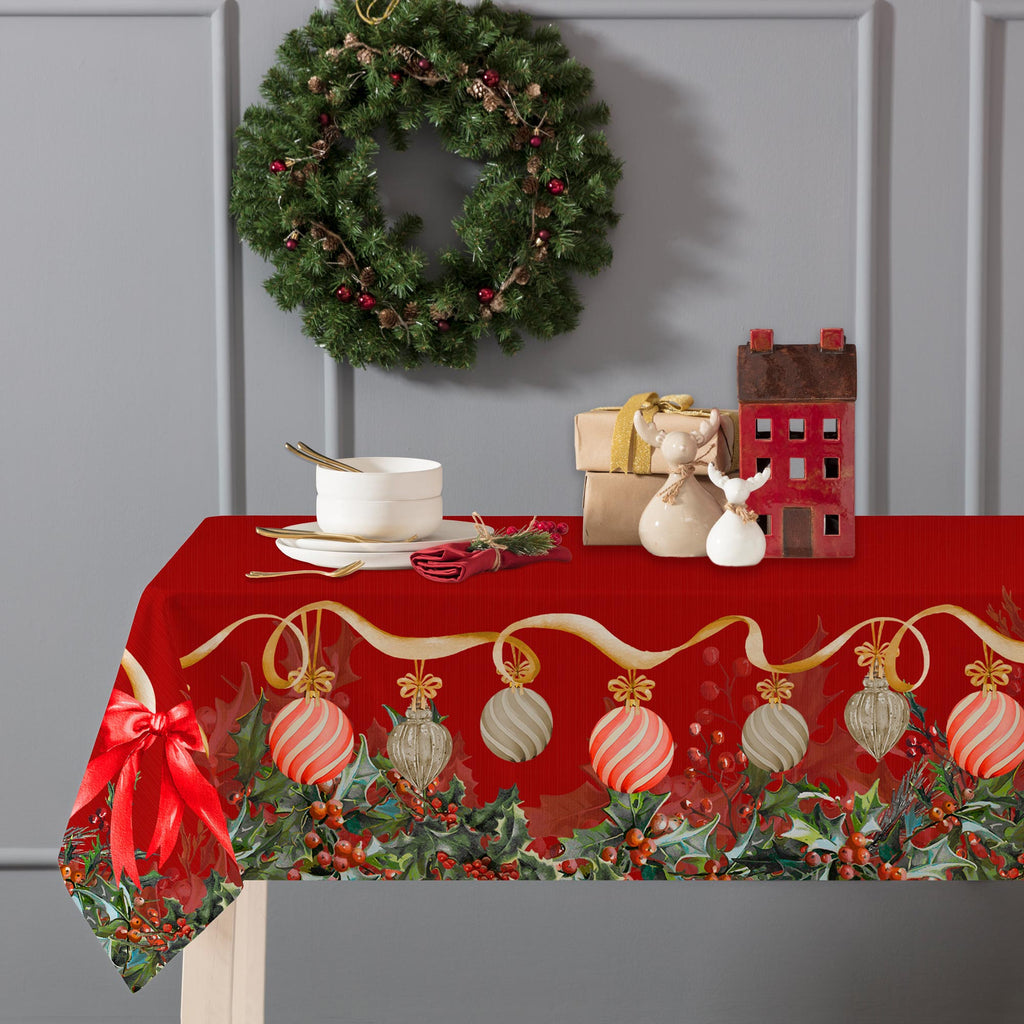Tovaglia rettangolare flake rossa natalizia 360cm | Rohome