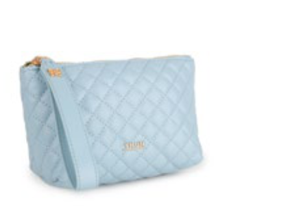 Pochette in ecopelle trapuntata azzurra | Rohome