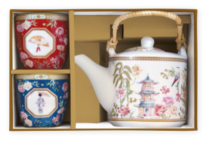 Set teiera e bicchierini in porcellana Jardins D'Orient | rohome
