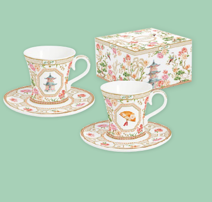 Set 2 tazzine caffè 80ml con piattino Jardins d'orient | Rohome