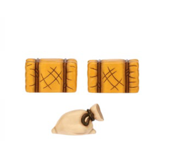 Thun - Set sacco iuta e balle di fieno in ceramica Presepe | rohome