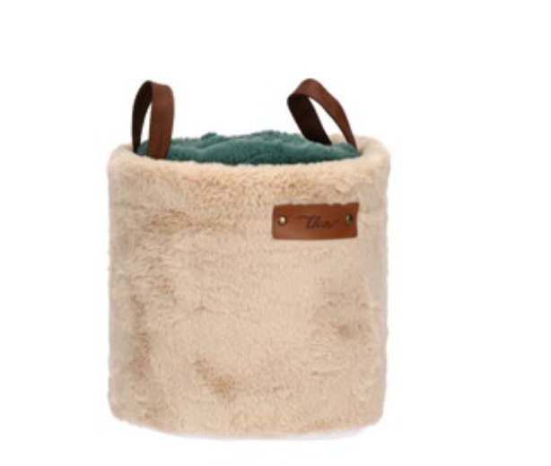 Thun - Cesto con plaid colore verde | Rohome