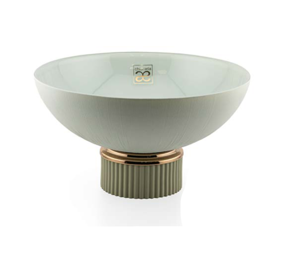 Centrotavola alzata grande verde acqua in ceramica e vetro | Rohome