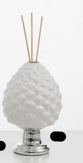 Pigna diffusore ambiente h.17cm bianca ed argento | Rohome