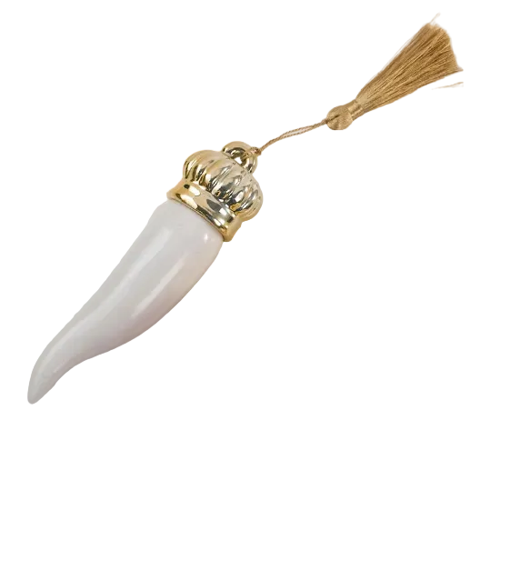 Corno portafortuna in ceramica piccolo 16cm bianco | Rohome