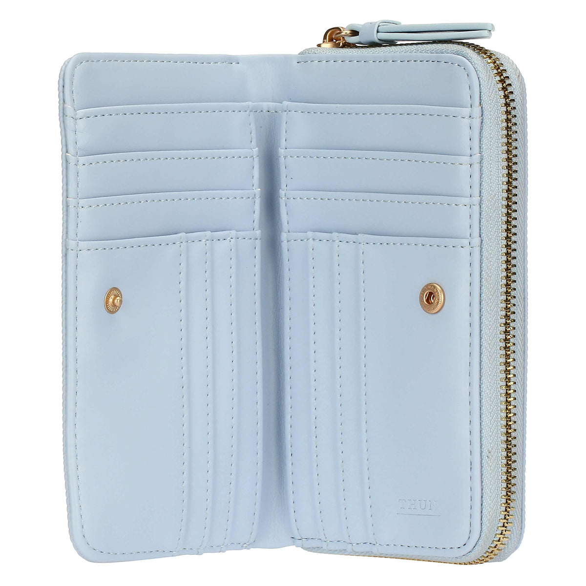 Portafoglio Thun in ecopelle donna azzurro con zip around piccolo | Rohome