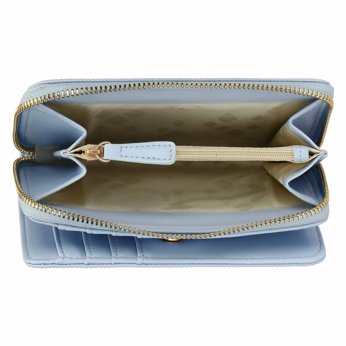 Portafoglio Thun in ecopelle donna azzurro con zip around piccolo | Rohome