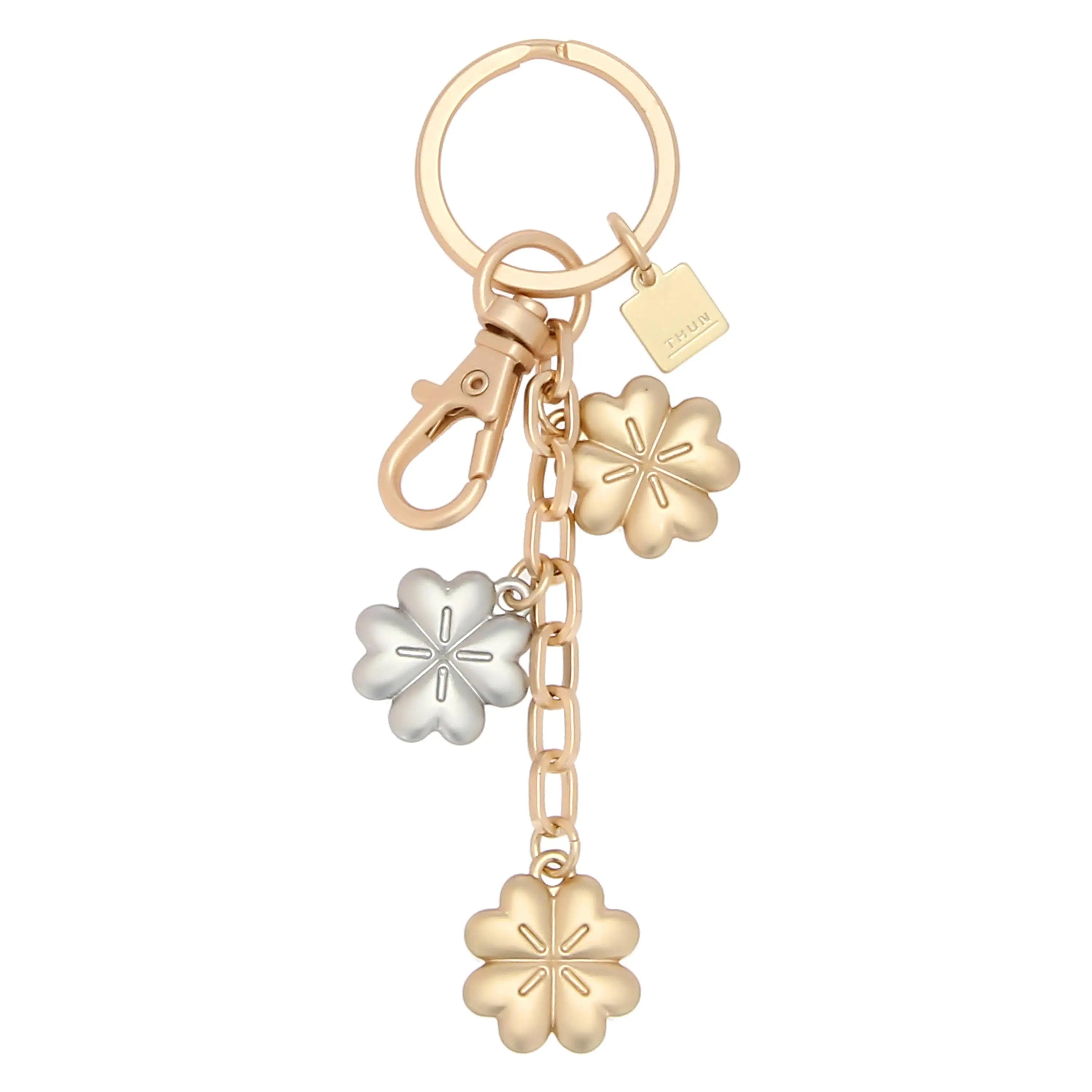 Thun - Portachiavi in metallo 3 charms quadrifoglio | Rohome