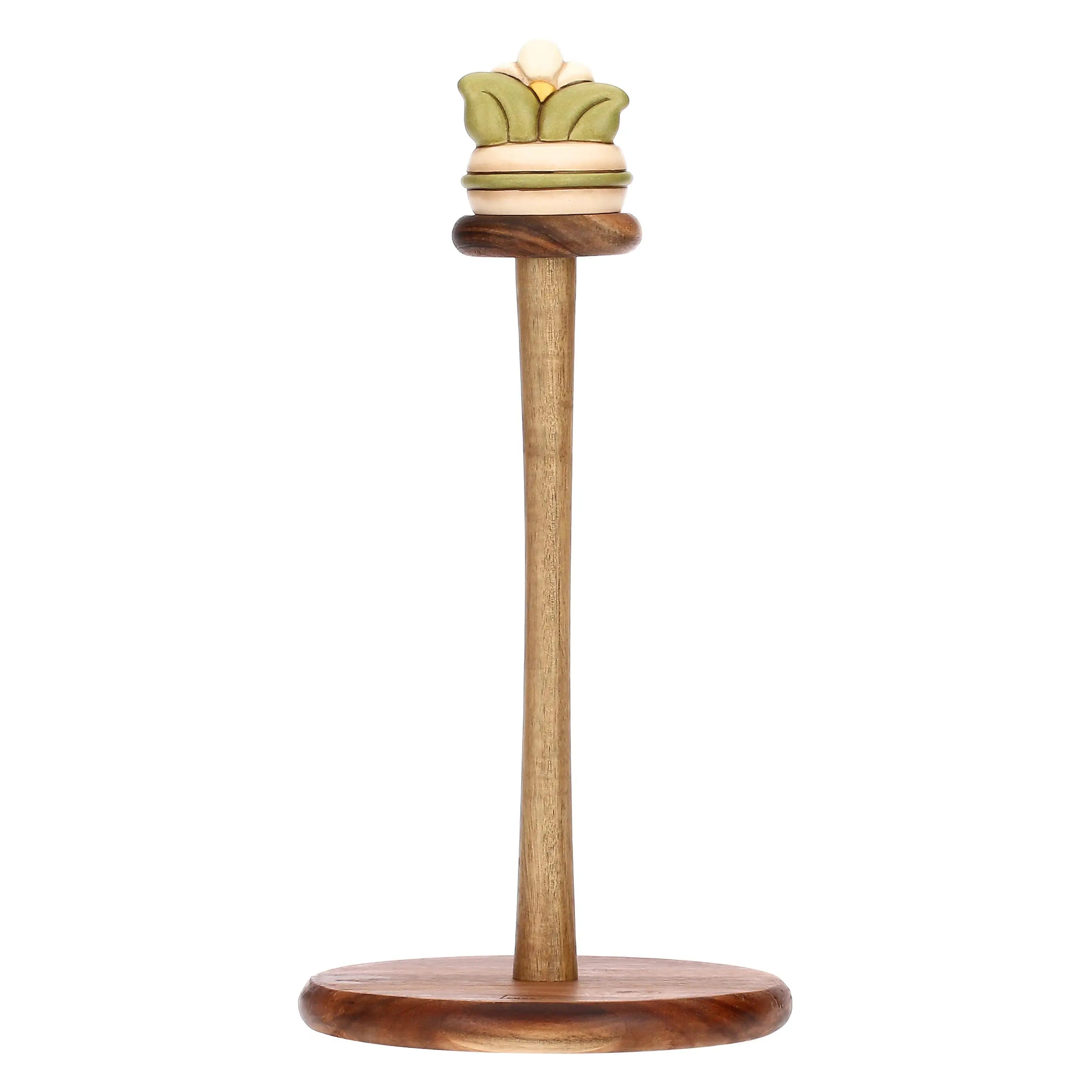 Thun - portarotolo in legno e ceramica country bloom | rohome