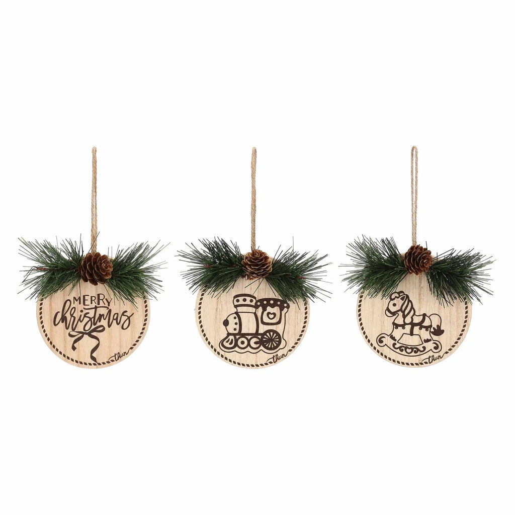 Thun - set 3 palline di natale in legno | rohome