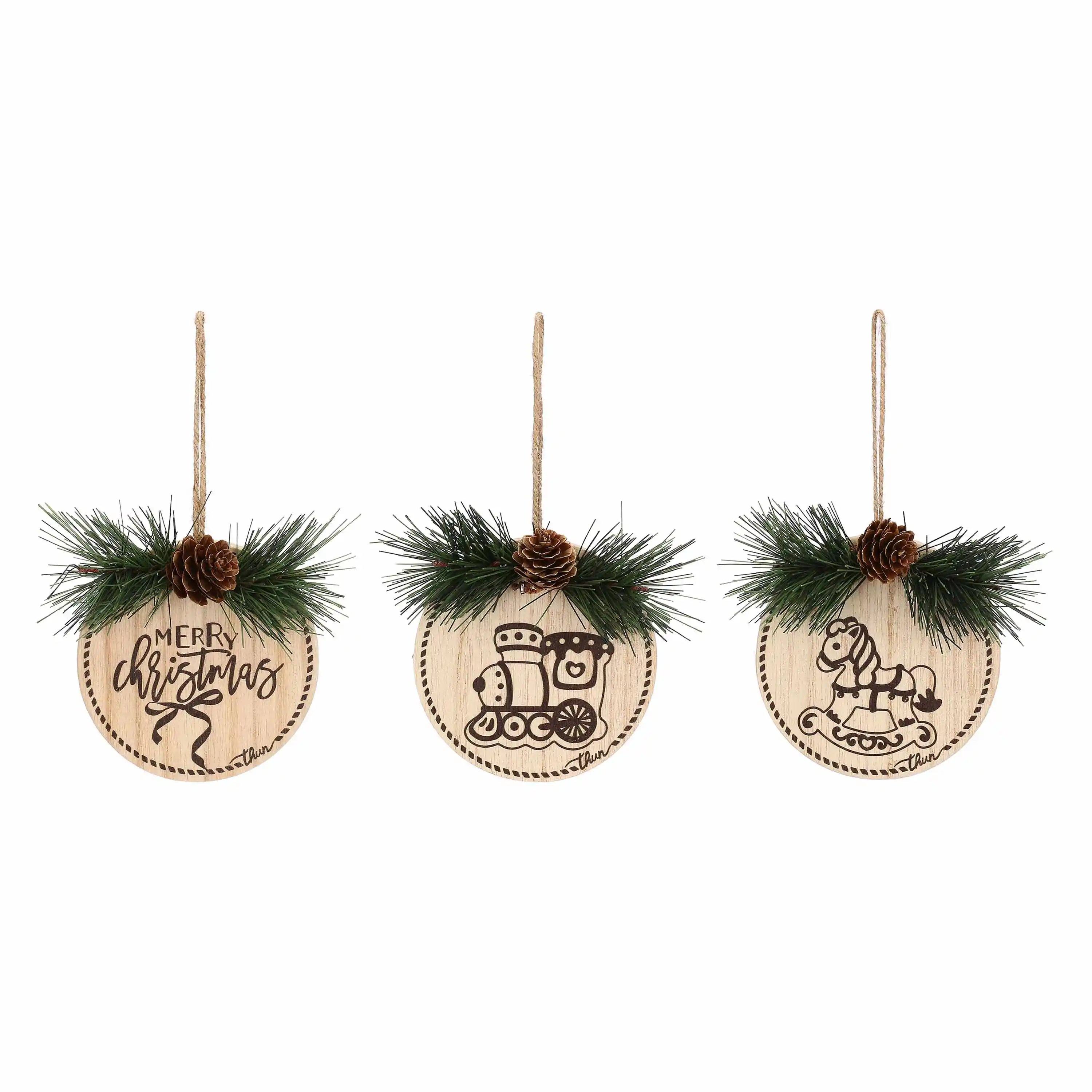 Thun - set 3 palline di natale in legno | rohome