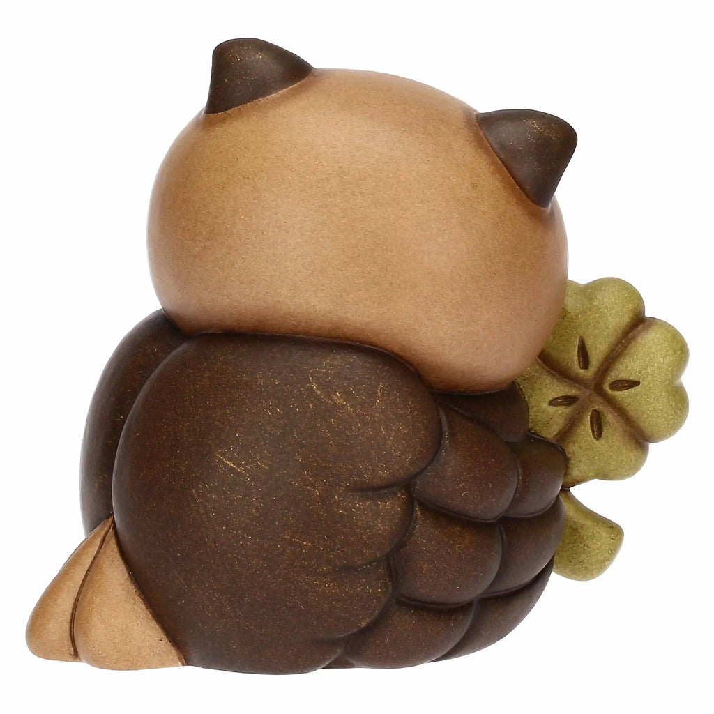 Thun- Gufo Lucky con quadrifoglio in ceramica piccolo | rohome