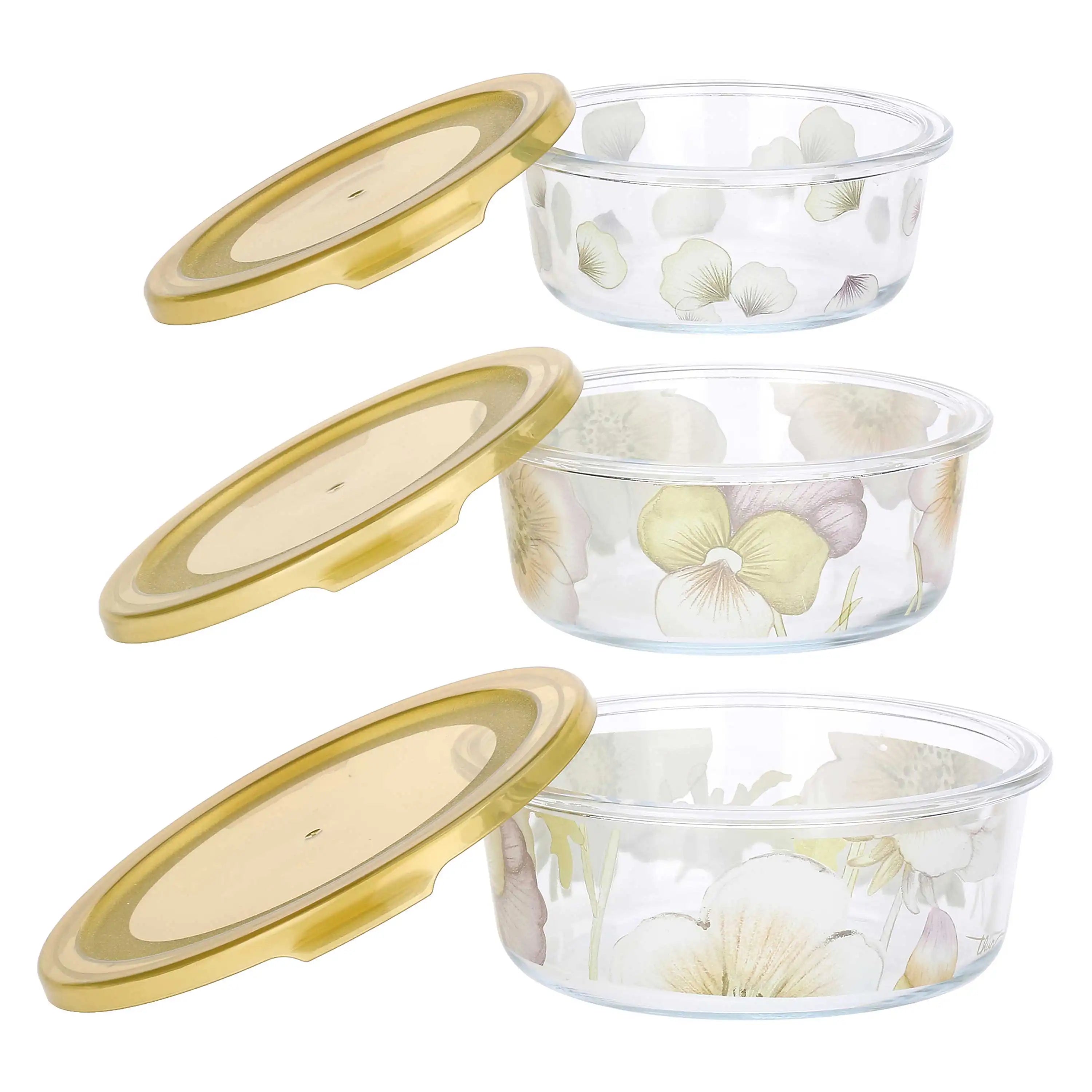 Thun- set 3 contenitori ermetici in vetro linea bloom| rohome