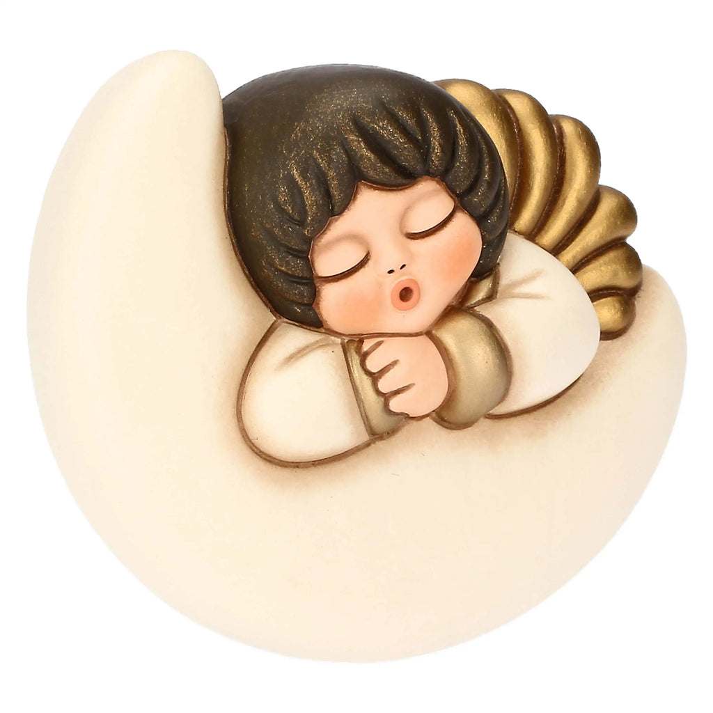 Thun - Formella angelo da parete su luna in ceramica, piccolo | Rohome