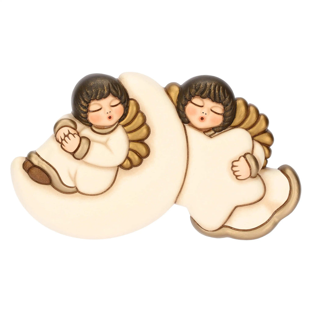 Thun - Coppia angeli da parete con luna e stella in ceramica| Rohome