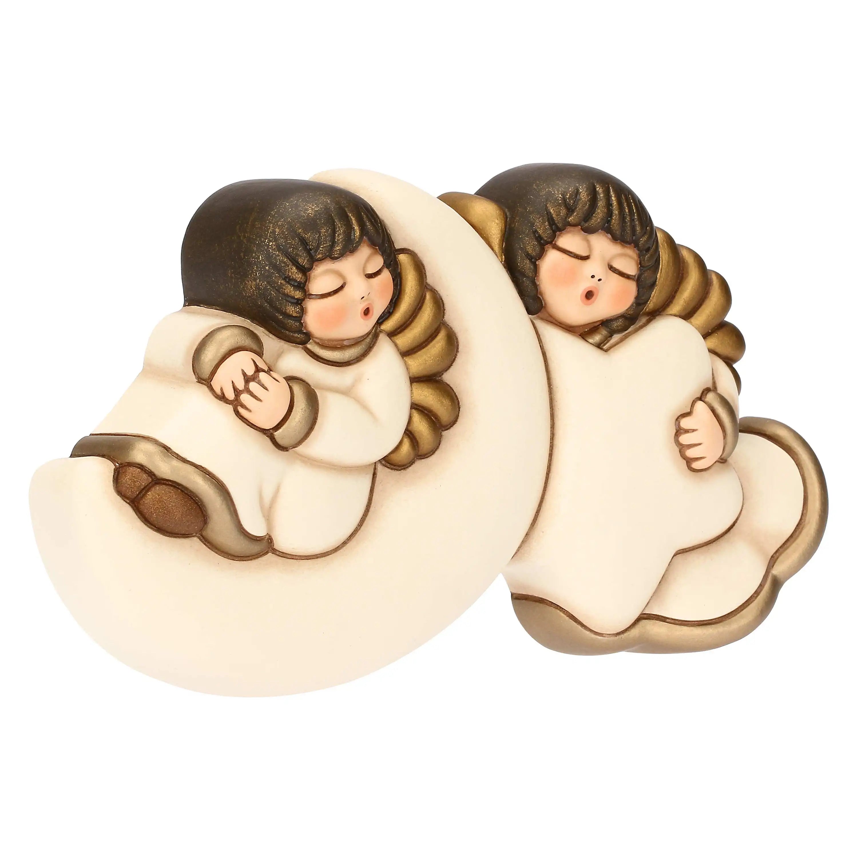 Thun - Coppia angeli da parete con luna e stella in ceramica| Rohome